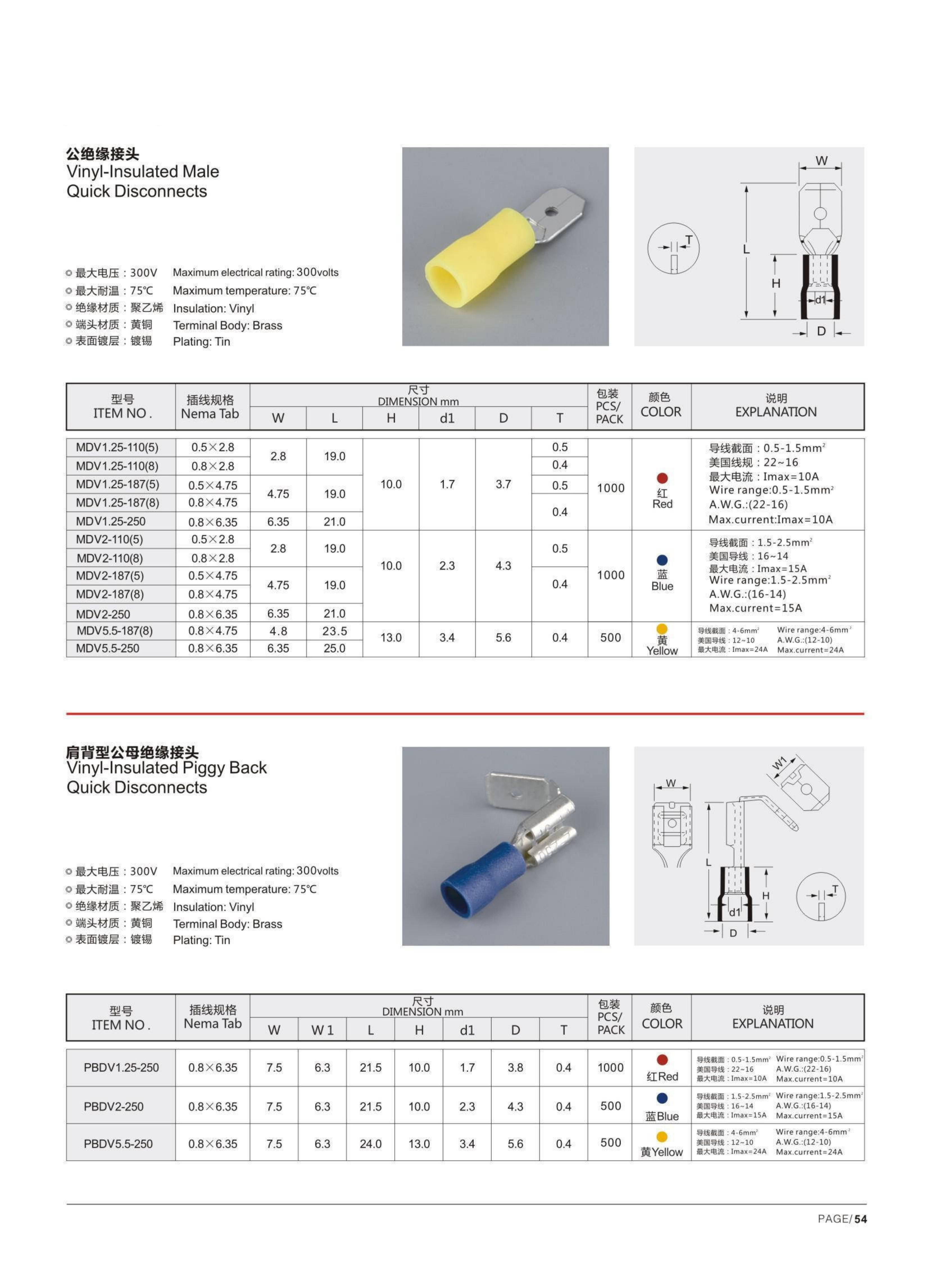 MDV Vinyl-insulated Male Quick Connectors detail 1